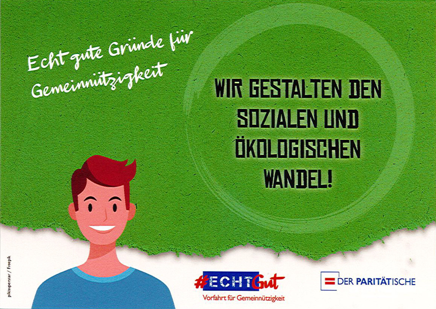 Postkarte: Wir gestalten den sozialen und ökologischen Wandel! Postkarte: Wir gestalten den sozialen und ökologischen Wandel!