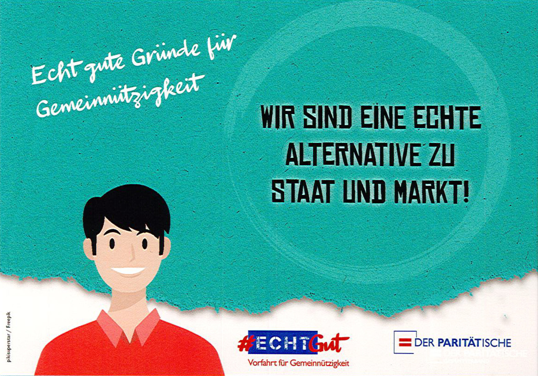 Postkarte: Wir sind eine echte Alternative zu Staat und Markt! Postkarte: Wir sind eine echte Alternative zu Staat und Markt!