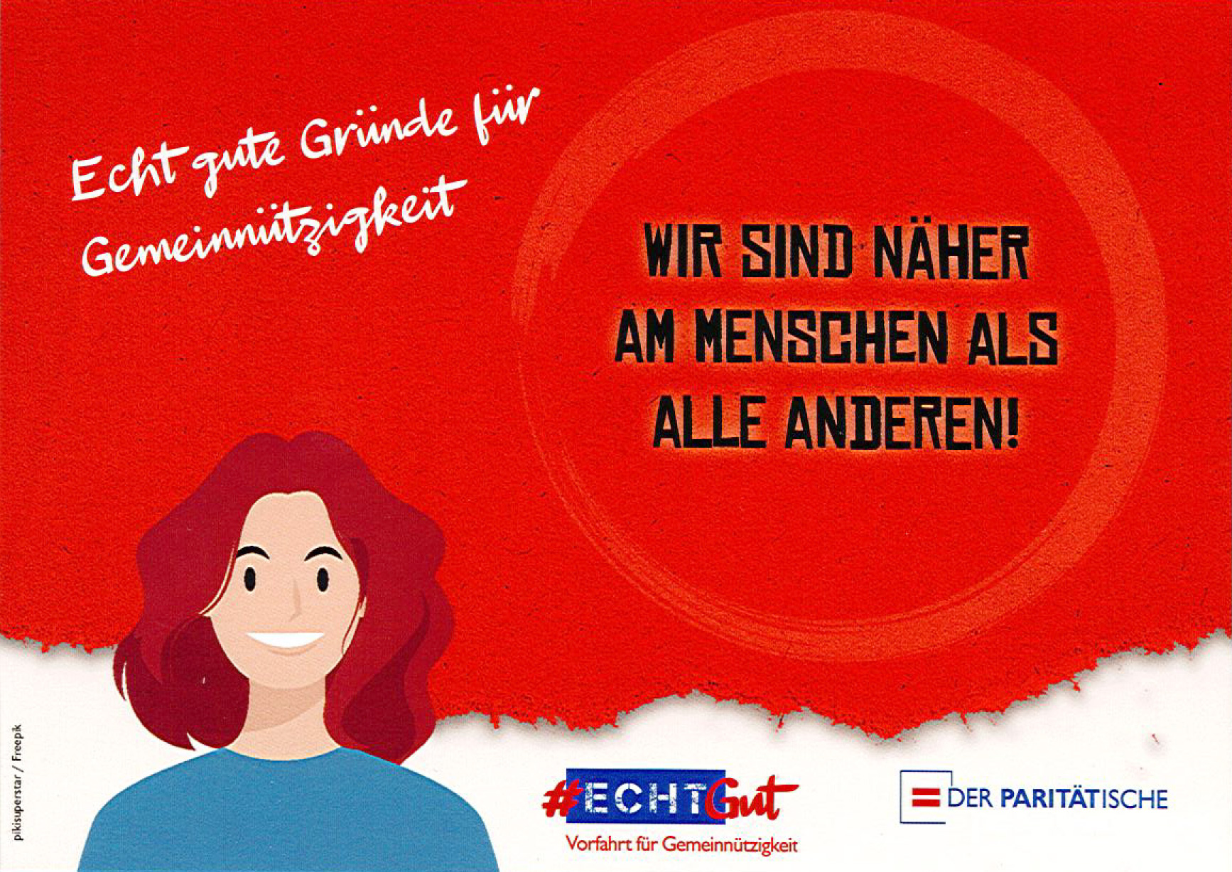 Postkarte: Wir sind näher am Menschen als alle Anderen!